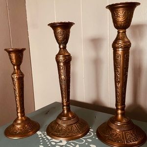 VINTAGE RARE COPPER/PATINA CANDLE HOLDERS